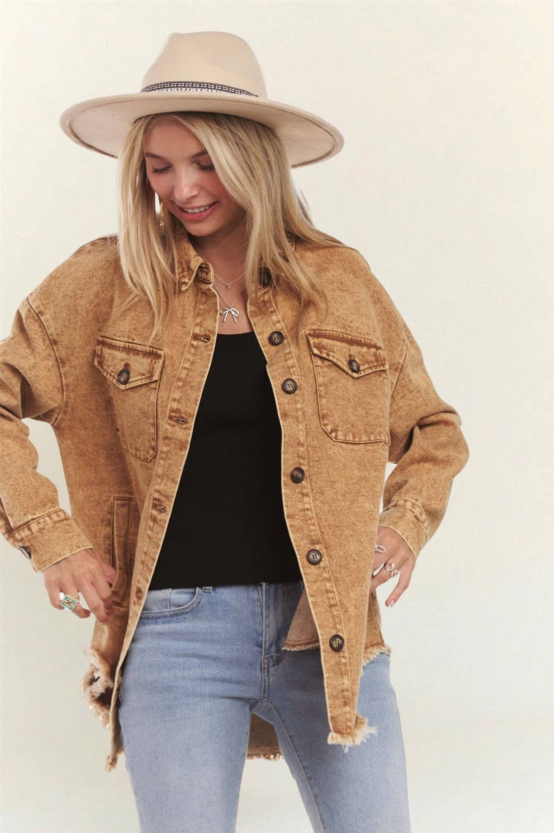 BUTTON DOWN WASHED SHACKET