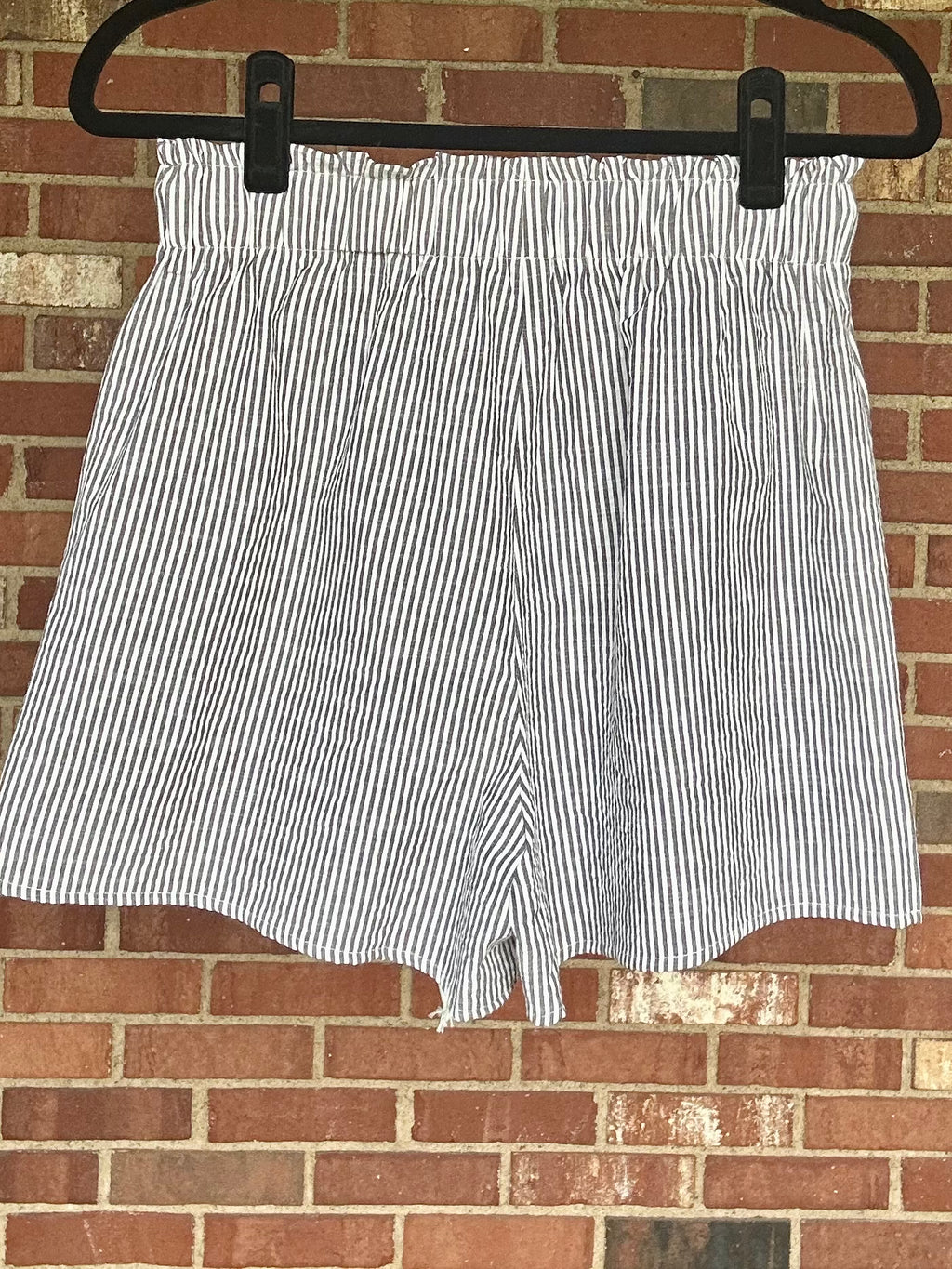 Gray Stripe Drawstring Shorts