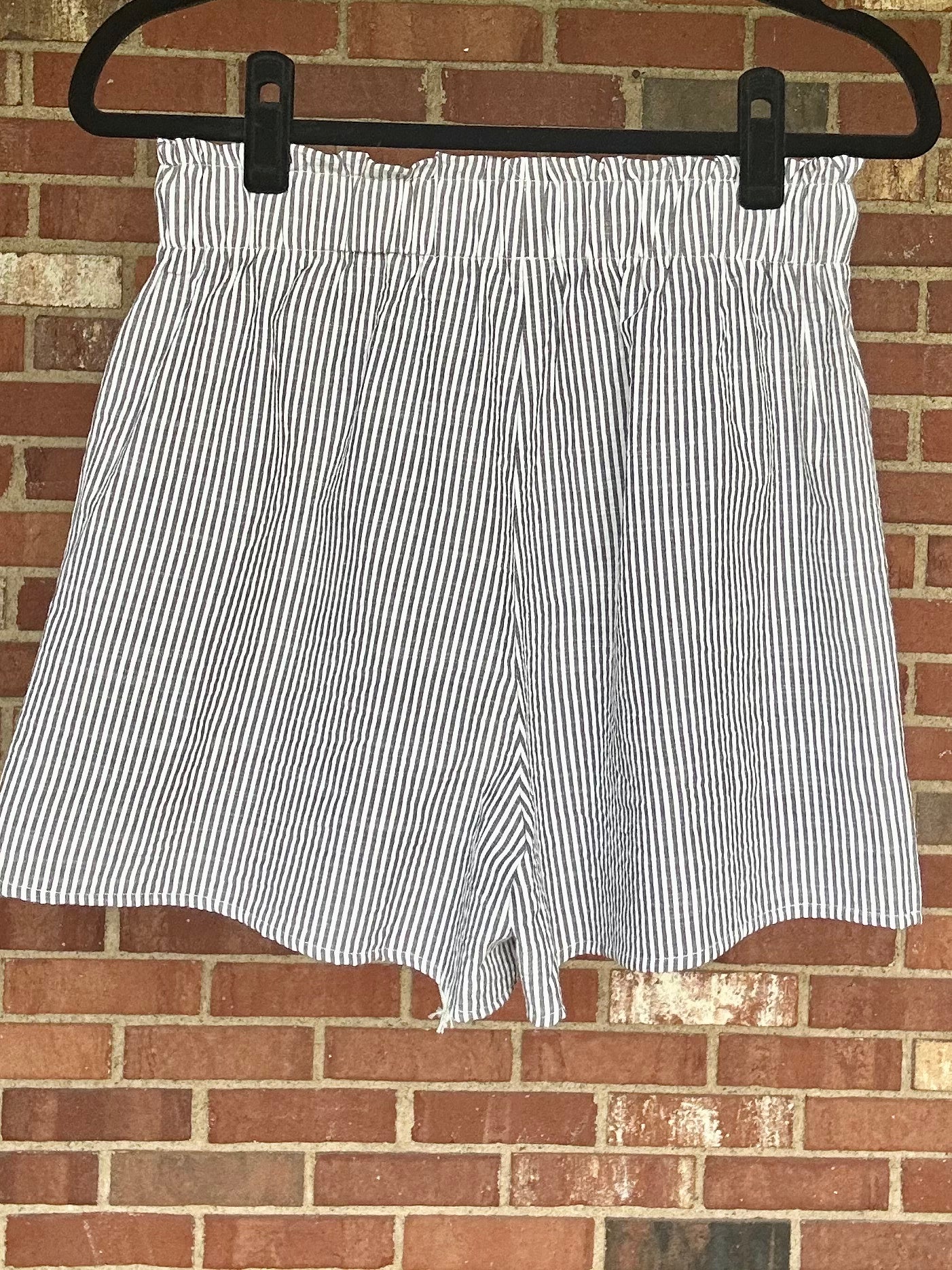 Gray Stripe Drawstring Shorts