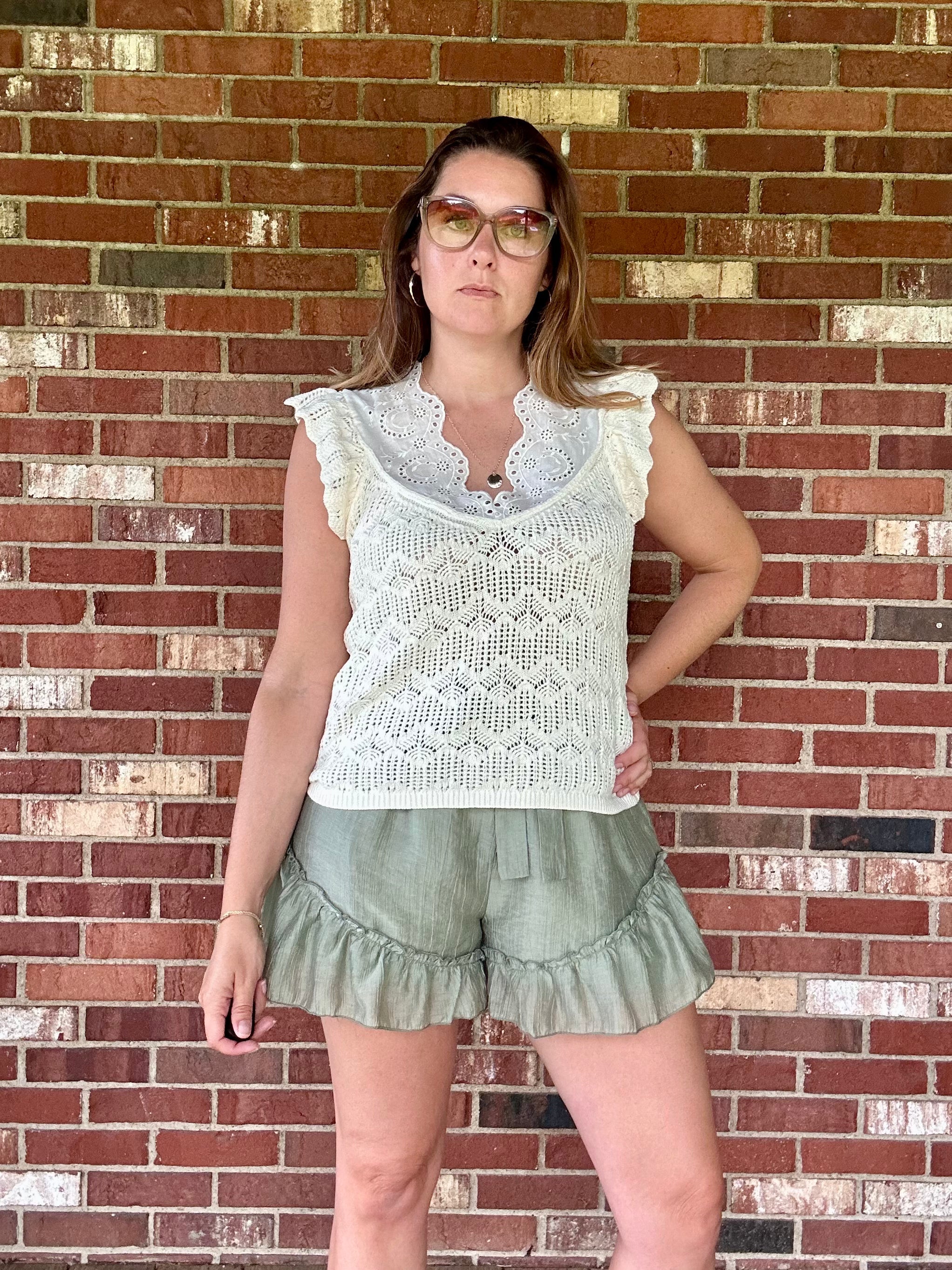 Ivory Eyelet Crochet Top