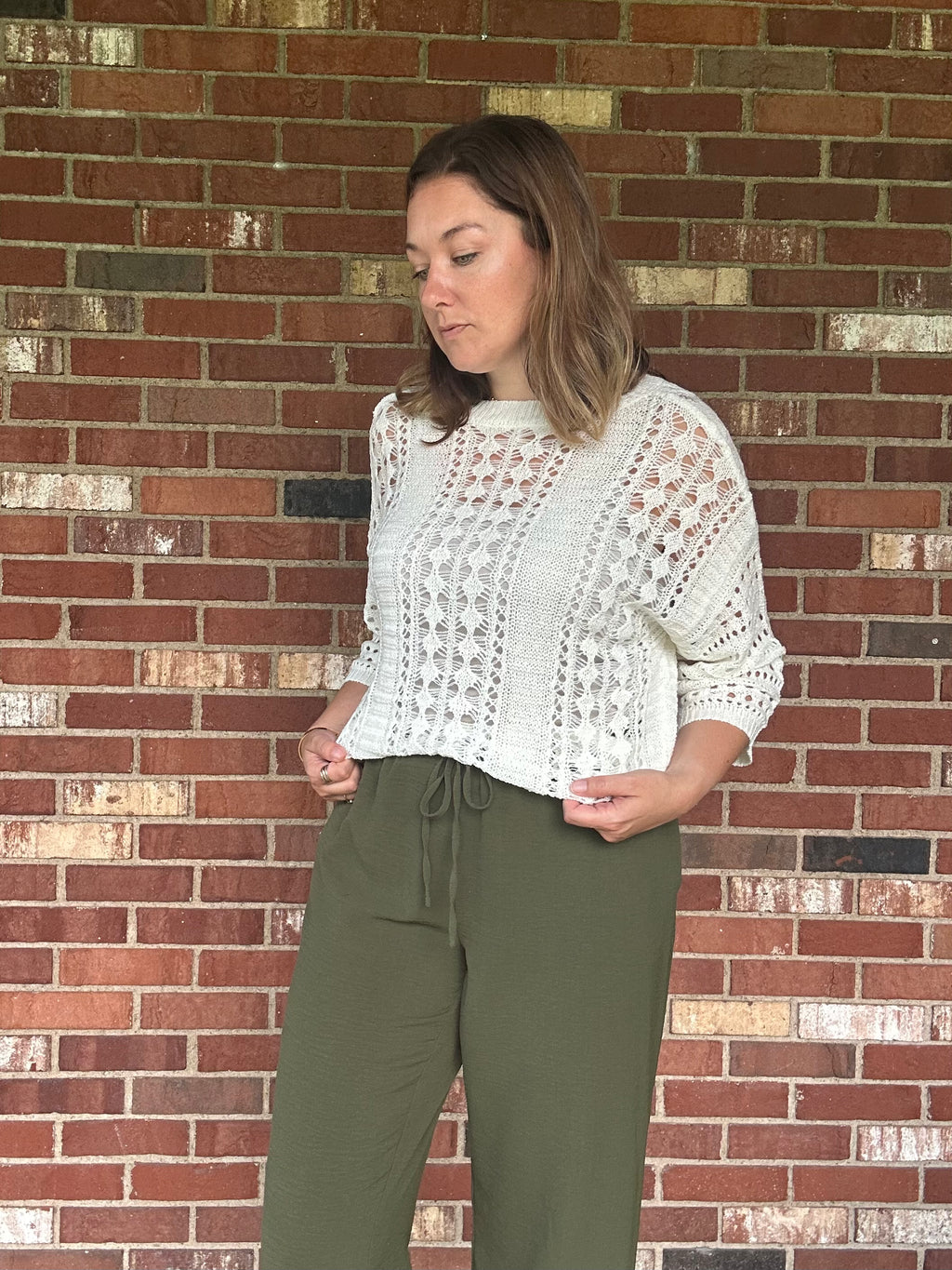 Ivory Open-Knit Sweater