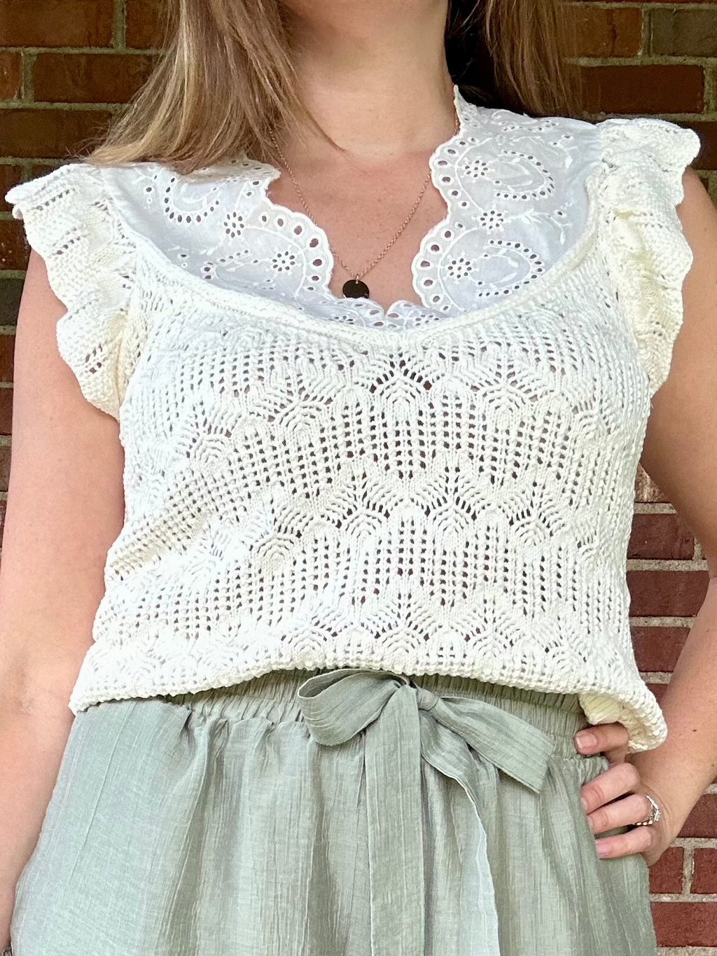 Ivory Eyelet Crochet Top