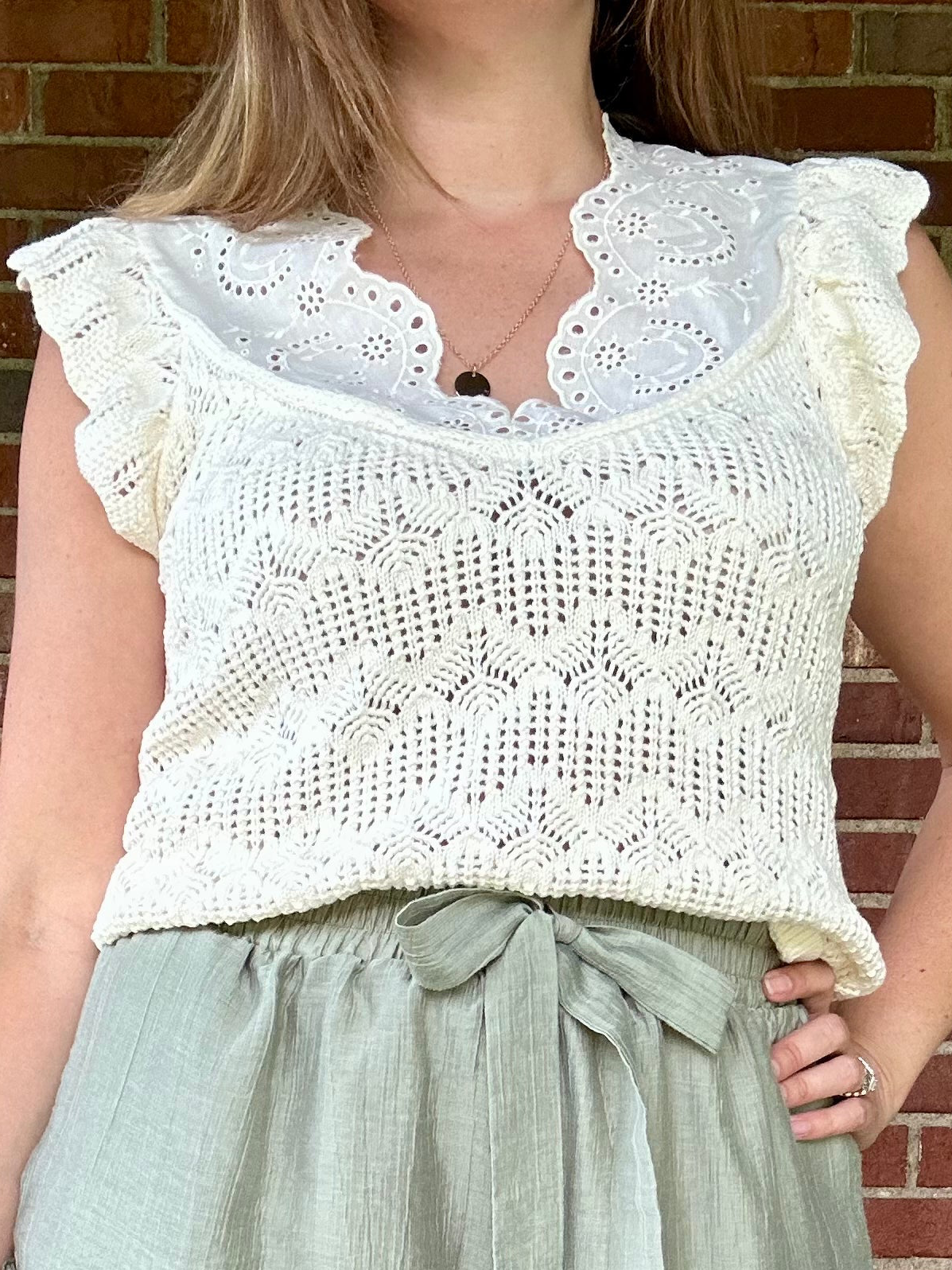 Ivory Eyelet Crochet Top