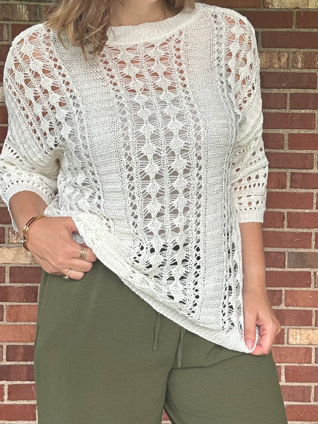 Ivory Open-Knit Sweater