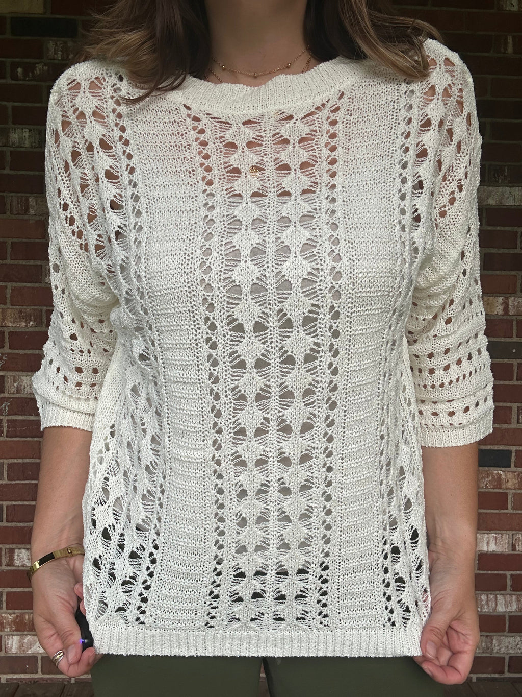 Ivory Open-Knit Sweater