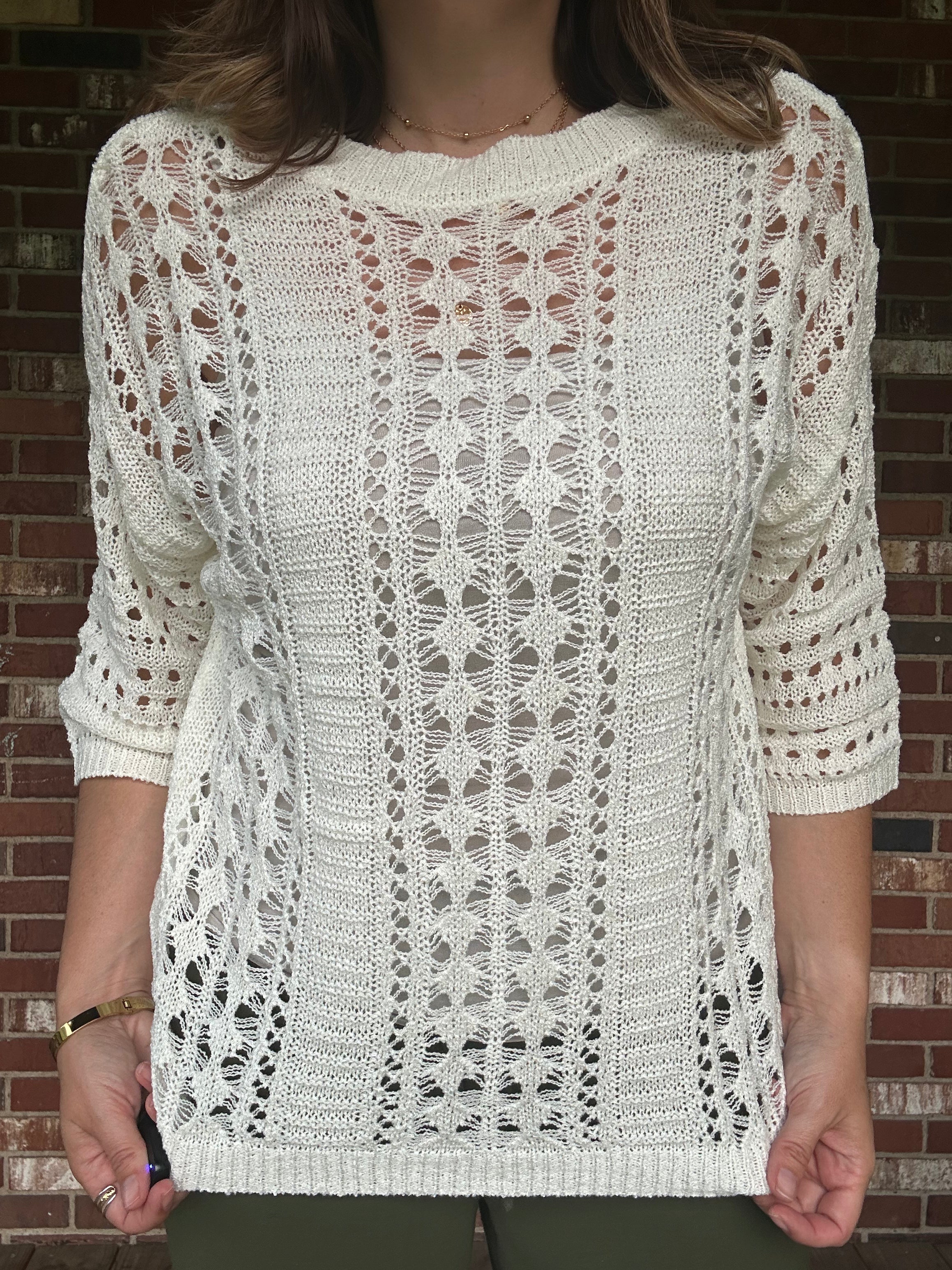Ivory Open-Knit Sweater