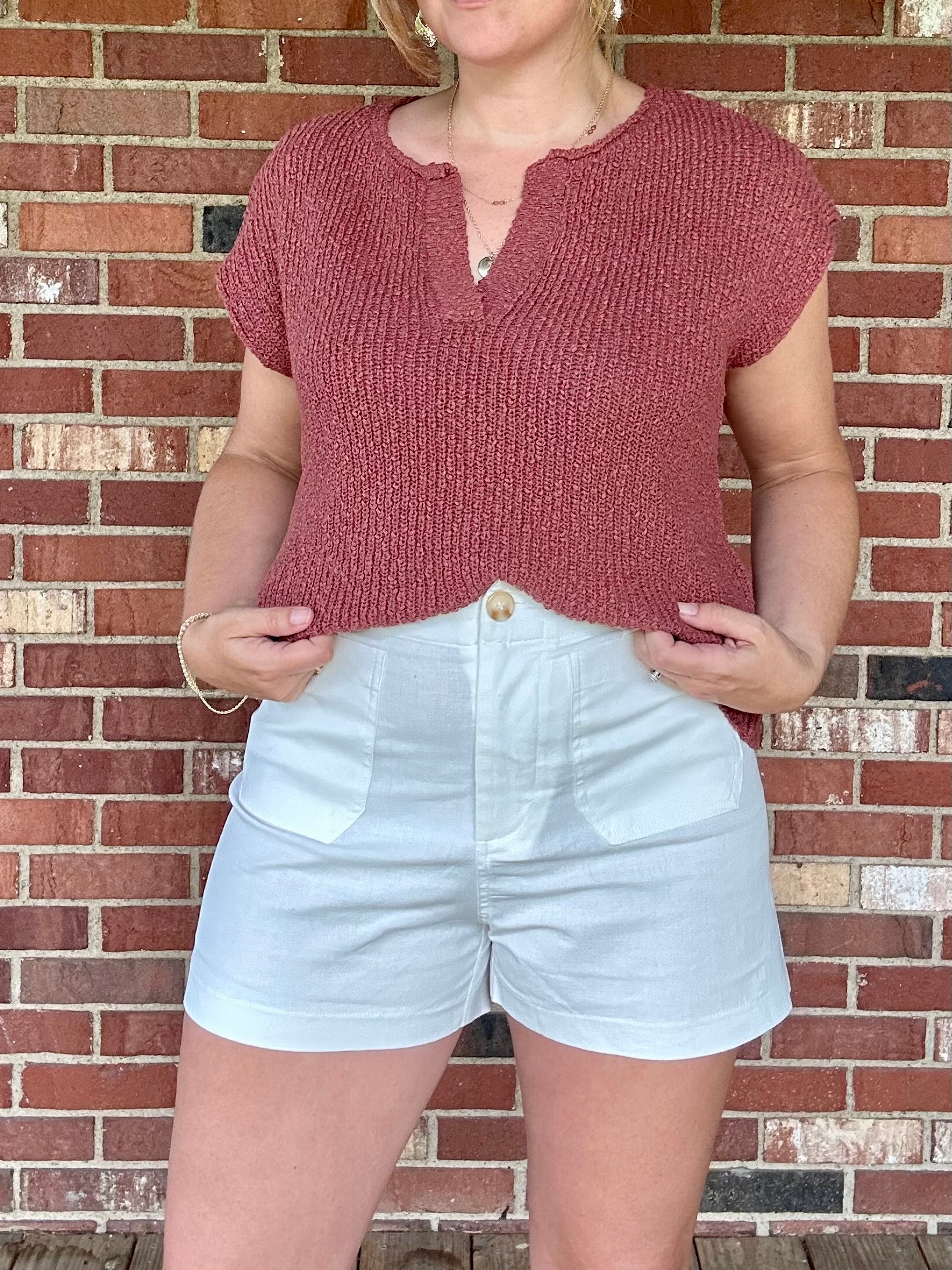Cotton Off-White Stretch Short