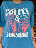 Iced Coffee & Sunshine graphic tee in blue
