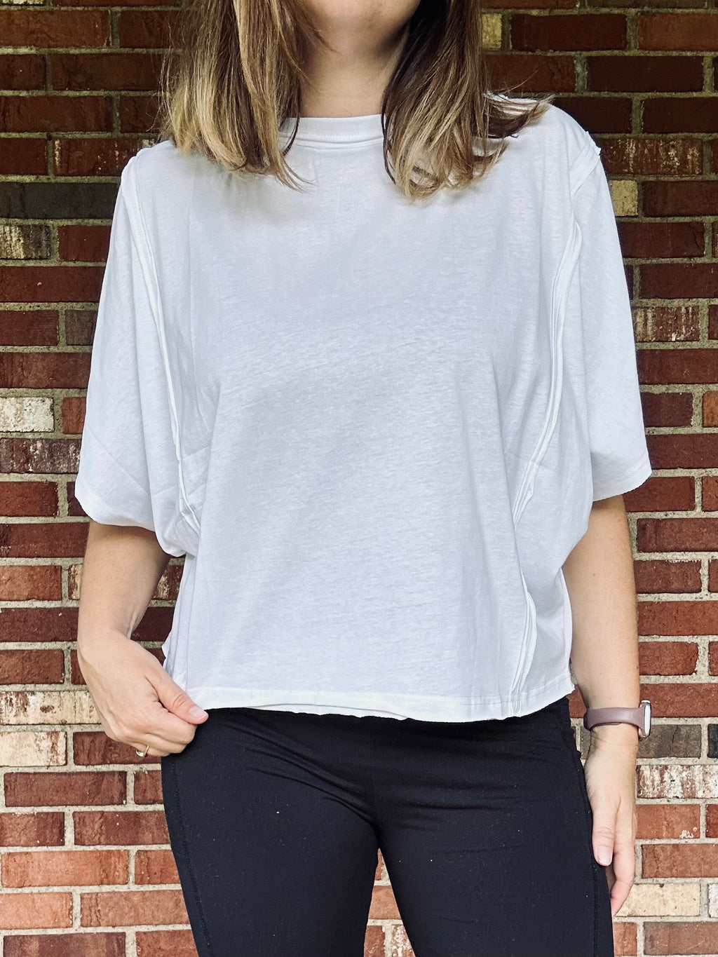 Boxy White Short Sleeve Top